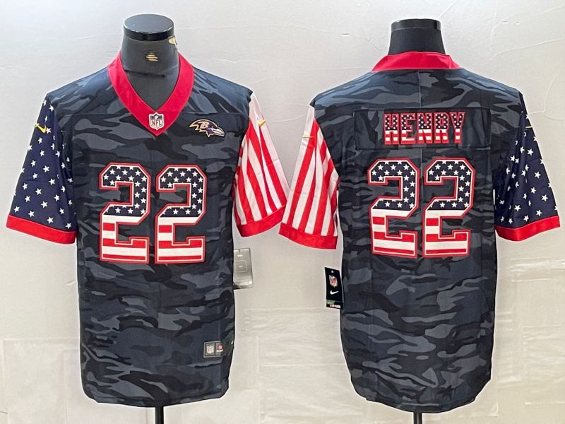 Men Baltimore Ravens #22 Henry Black Nike Camouflage national flag Limited NFL Jersey->baltimore ravens->NFL Jersey